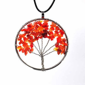 Hot Tree of Life Crystal Round Small Pendant Necklace