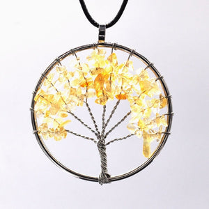 Hot Tree of Life Crystal Round Small Pendant Necklace