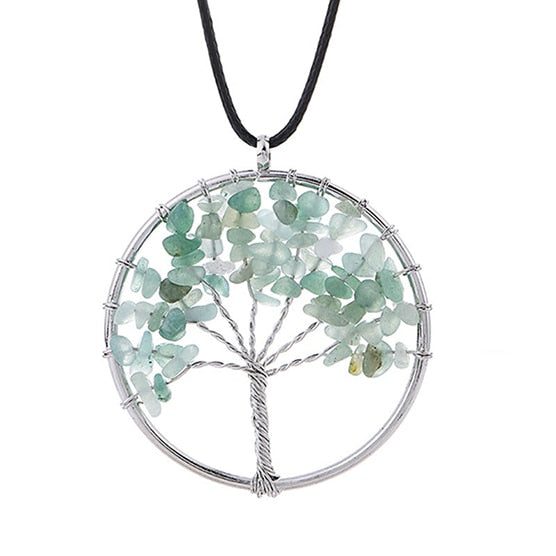 Hot Tree of Life Crystal Round Small Pendant Necklace