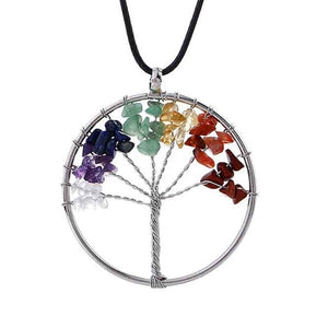 Hot Tree of Life Crystal Round Small Pendant Necklace