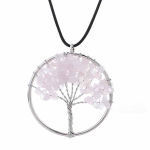 Hot Tree of Life Crystal Round Small Pendant Necklace