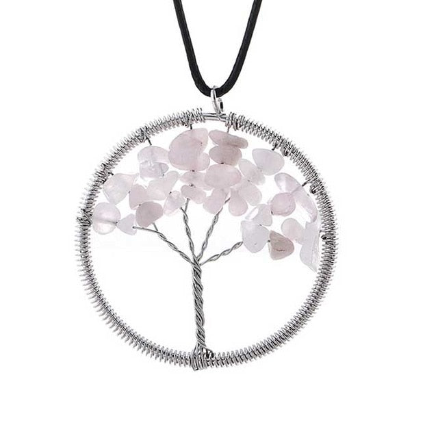 Hot Tree of Life Crystal Round Small Pendant Necklace