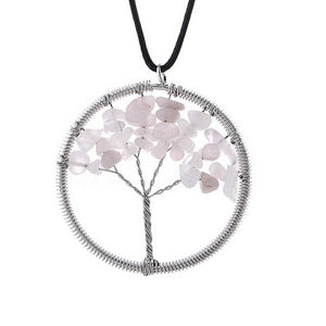 Hot Tree of Life Crystal Round Small Pendant Necklace