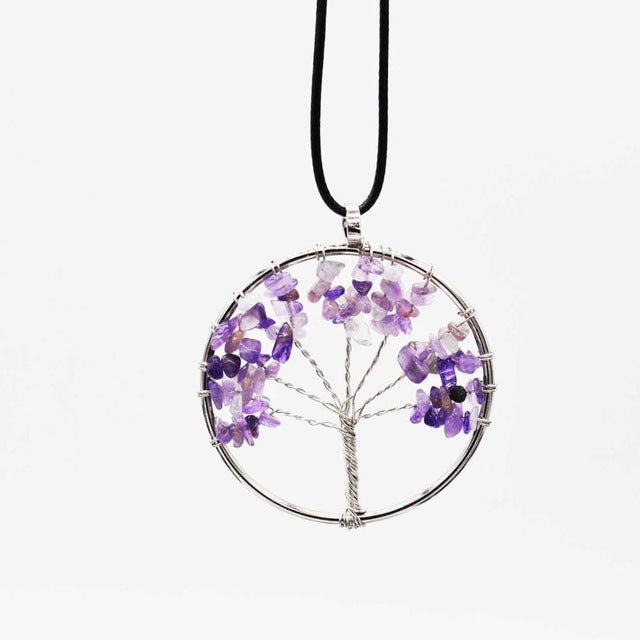 Hot Tree of Life Crystal Round Small Pendant Necklace