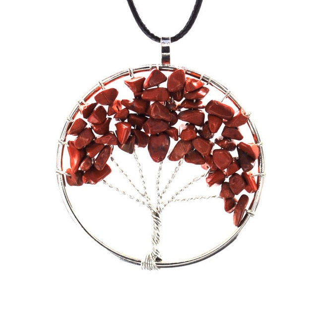 Hot Tree of Life Crystal Round Small Pendant Necklace