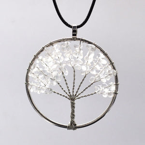 Hot Tree of Life Crystal Round Small Pendant Necklace