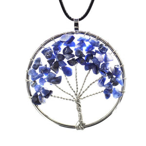 Hot Tree of Life Crystal Round Small Pendant Necklace