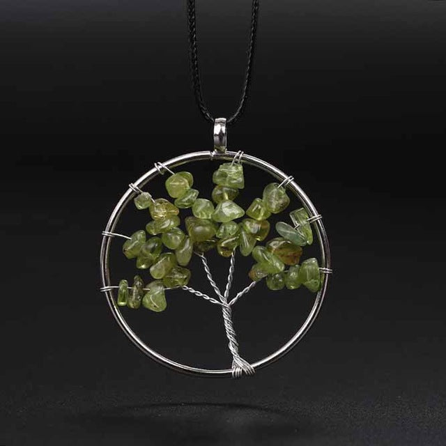 Hot Tree of Life Crystal Round Small Pendant Necklace