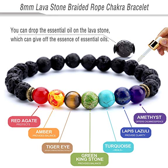 Men Women 8mm Lava Rock 7 Chakra Aromatherapy Essential Oil Diffuser Bracelet Elastic Natural Stone Yoga Beads Bracelet Harajuku