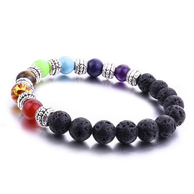 8mm Lava Stone Tree Of Life 7 Chakra Healing Balance Beads Aromatherapy Essential Oil Diffuser Bracelet Jewelry