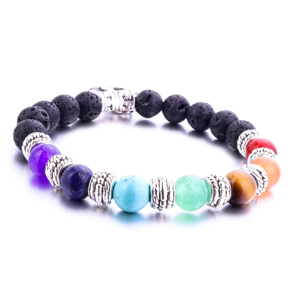 8mm Lava Stone Tree Of Life 7 Chakra Healing Balance Beads Aromatherapy Essential Oil Diffuser Bracelet Jewelry