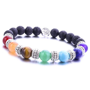 8mm Lava Stone Tree Of Life 7 Chakra Healing Balance Beads Aromatherapy Essential Oil Diffuser Bracelet Jewelry